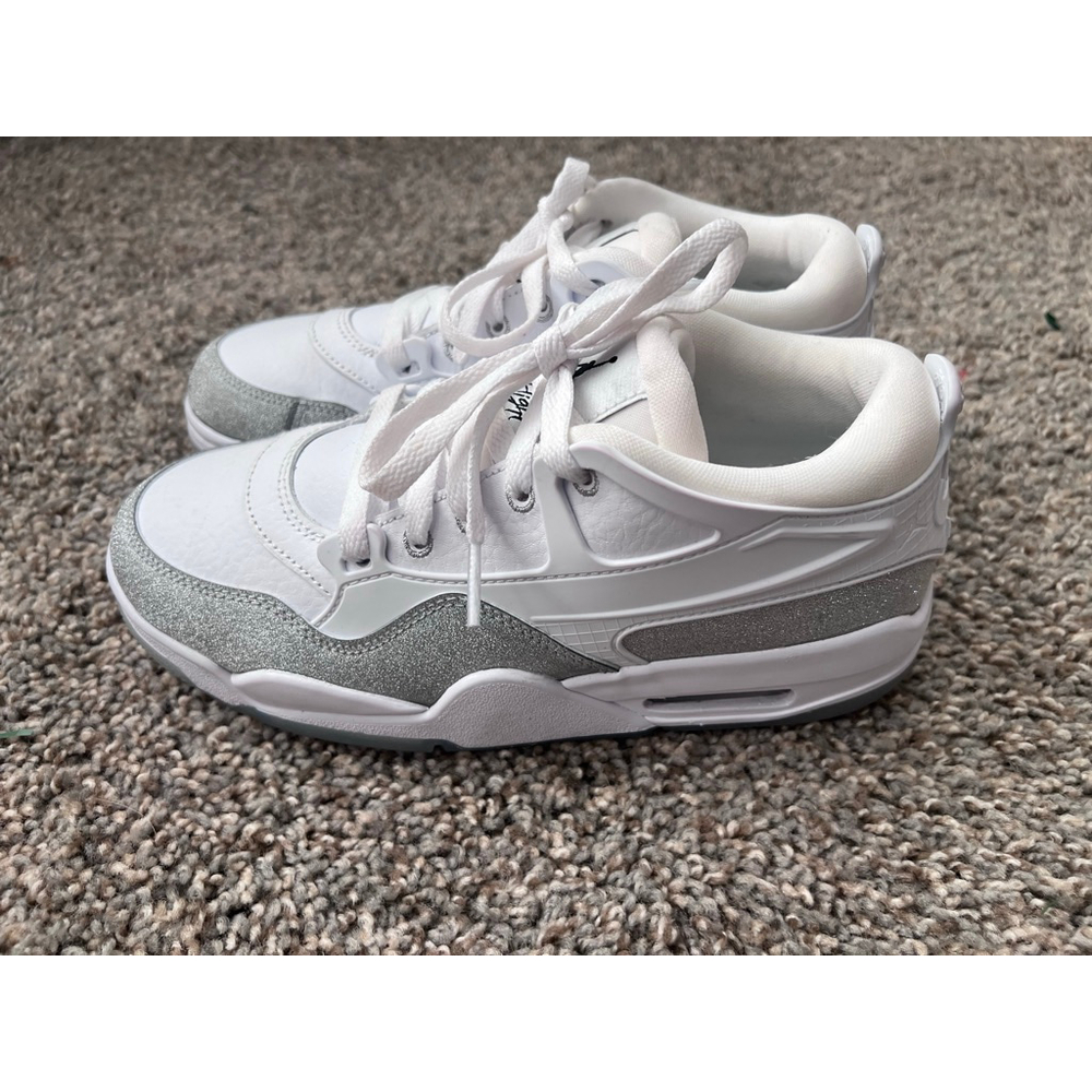 Air Jordan 4 RM 'White Silver Glitter' sneakers with the style code HQ34 size 7